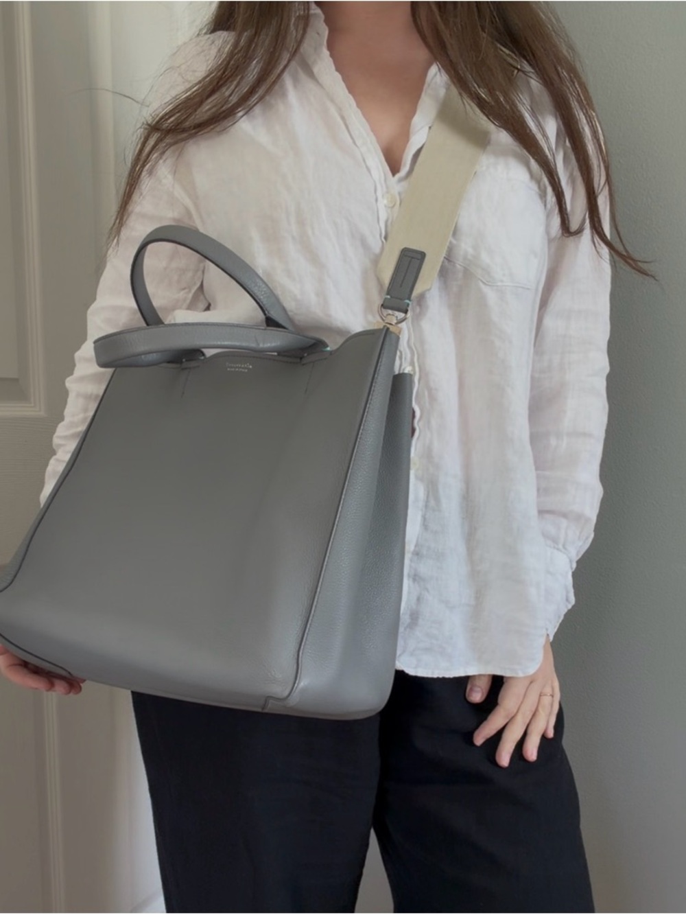 Tiffany & Co. Gray Leather Tote with Beige Strap - Picture 14 of 16